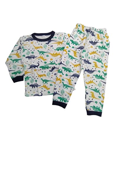 EXTRAÇARŞI Boy's Dinosaur Patterned 100% Cotton Pajama Set