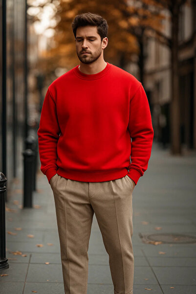 COMBİNE MİCHAİL Men's Casual Trend Oversized Loose 3-Piece Sweater