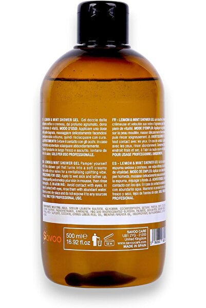 SAVOO Shower Gel Lemon & Mint 500ml – Energizing Body Wash with Vitamin C & Salicylic Acid