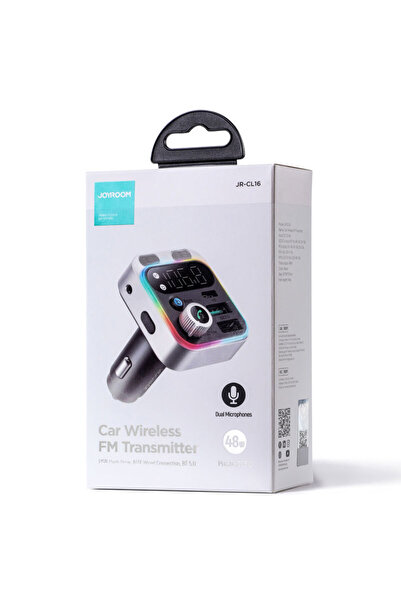 TelcoMag Joyroom (JR-CL16) - Modulator FM | BT, 48W, 1xUSB-A, 2xUSB-A | Argintiu