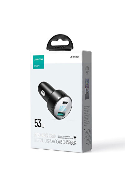 Joyroom Incarcator (JR-CCD01) Auto, PD53W, 1xUSB-C, 1xUSB, FastCharge, NEGRU