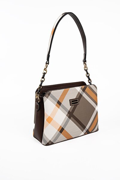 Silver Polo Silver & Polo Sp937 Women's Shoulder Bag Plaid Khaki-Brown