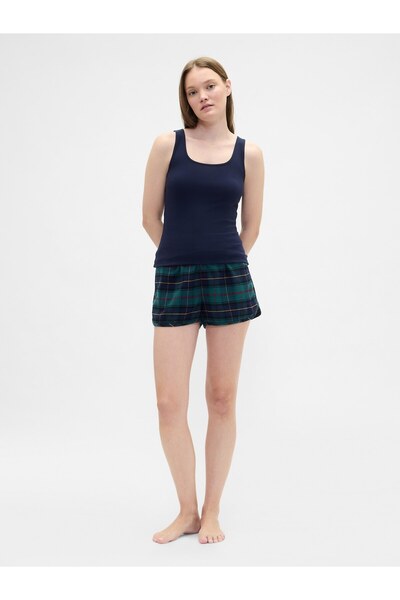 GAP Kadın Koyu Yeşil Flannel Pijama Şort