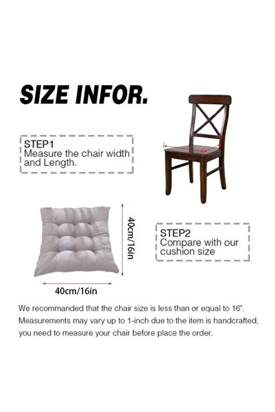 Generic Seat Cushion with Ties 40*40cm Chair Pad Square Chair Seat Pad Solid Thicken Tufted Cushion Pad