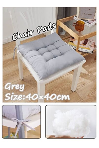 Generic Seat Cushion with Ties 40*40cm Chair Pad Square Chair Seat Pad Solid Thicken Tufted Cushion Pad