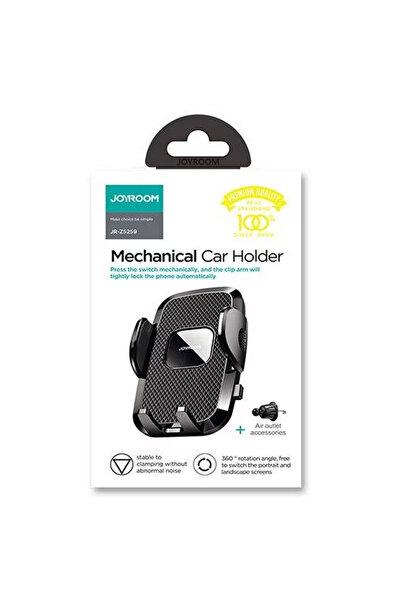 Joyroom Car Mount (JR-ZS259), with side clips, Ventilation mounting, MultiAngle, PullClip, Black