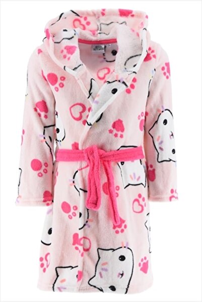 Gabby's Dollhouse Halat baie cu gluga fleece coral Cat