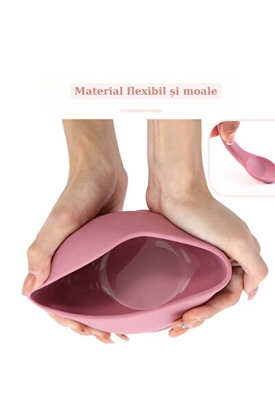 NO BRAND Silicone baby bowl and spoon set with suction cup - Pink, BPA free