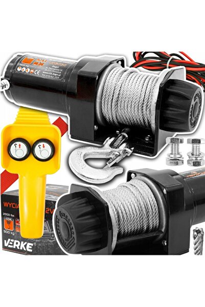 VERKE Troliu electric 12 V 125 A,tragere maxima 3000 l, capacitate ridicare 970 Kg, lungime calbu 12 m, g