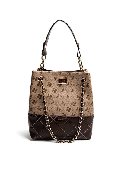 Silver Polo Silver & Polo Sp1262 Women's Shoulder Bag Monogram Dark Beige-Brown