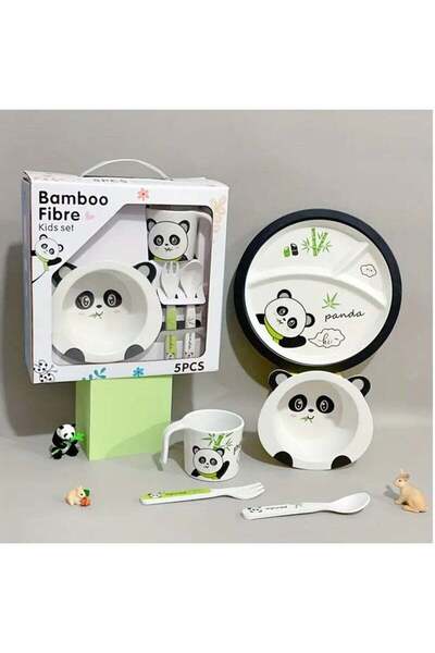 Arabest Kids Feeding Set 5 Pcs, Tableware Set for Toddlers Includes Plate Bowl Cup Fork and Spoon Utensil