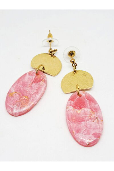 Ileanabiju Cercei lungi din Fimo roz perlat