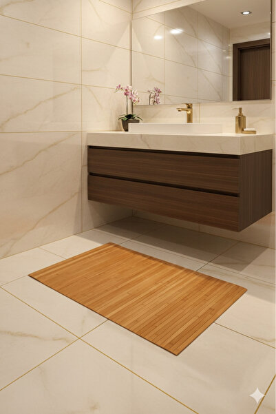 Duffa Bamboo Bath Mat with Non-Slip Base, Foldable, Odor-Free Mat for Above W...