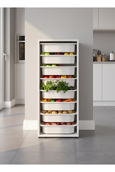 Pratico Cara 8 Sepetli Çok Amaçlı Mutfak Dolabı Beyaz