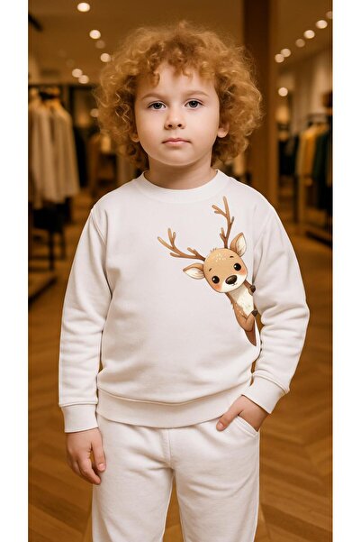 playwear Παιδικό Φούτερ Σετ με στάμπα Ελάφια, για Κορίτσια και Αγόρια, με λαι...