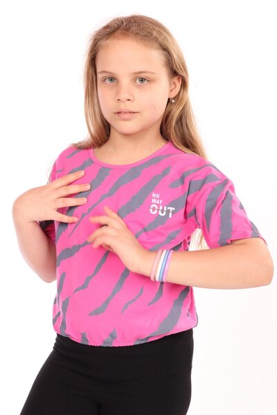 Toontoy Κοριτσίστικο μπλουζάκι με κοντό μανίκι με τύπωμα Crew Neck