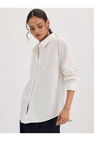 Femmella By Styli White Cotton Back Button Detailing Shirt