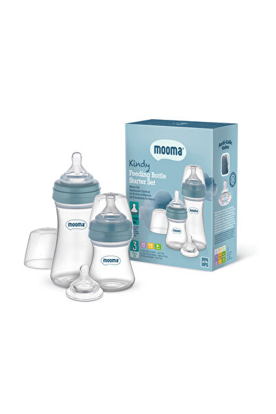 MOOMA KINDY ANTİKOLİK BİBERON BAŞLANGIÇ SETİ PASTEL MAVİ