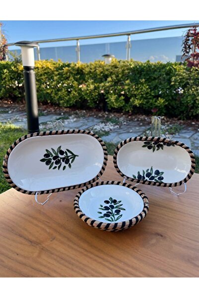 home inn Handmade Presentation Bowl Set |   Stain-Resistant |   Wicker Look Rope Edge Design – Presentation Set of 3