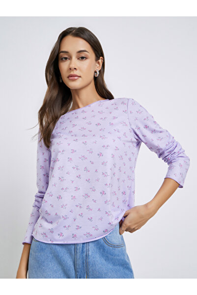 Styli Purple Floral Print Long Sleeve T-Shirt