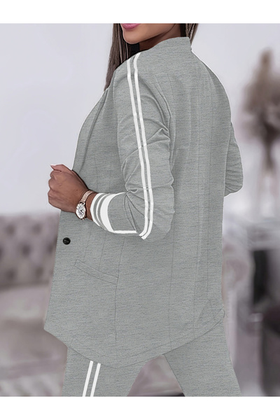 Take Two By Styli Women Double Striped Long Sleeve Blazer