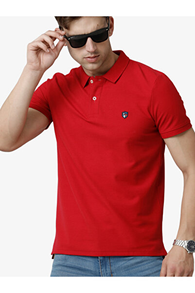 FERVORO By Styli Men Red Plain Cotton Polo