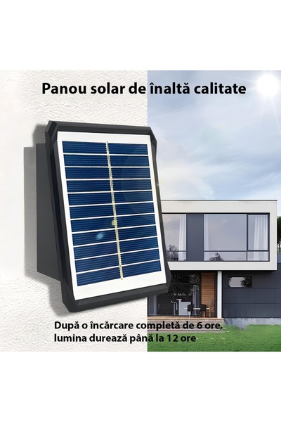 LEDIGANT Aplica solara LED de perete cu 2 LED-uri, unghi ajustabil, IP65, 3 c...