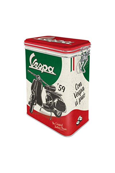 Nostalgic Art Metal Saklam Kutusu Vespa *Italyan Klasik* Desenli 7.5x11x17cm /