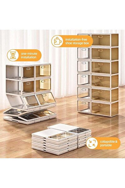 BLOOMING TIME Foldable Shoe Storage: Stackable Organizer Set of 4, Stack1284