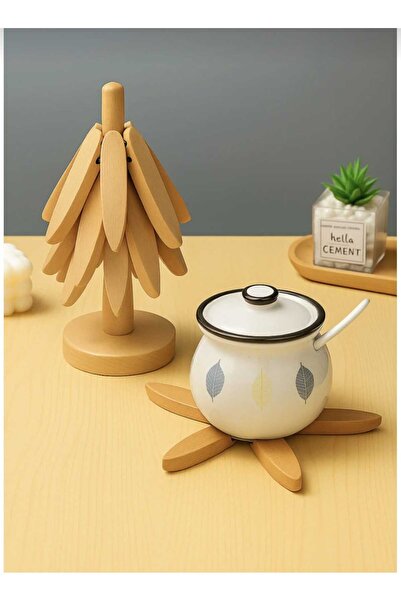 alberno 4'lü Çok Fonksiyonlu Açılır Ahşap Nihale Seti