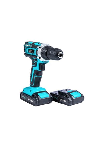 DETOOLZ Cordless Drill/Screwdriver with 2 Li-Ion Batteries 18V, Carry Case, 1450 RPM, 1.3Ah
