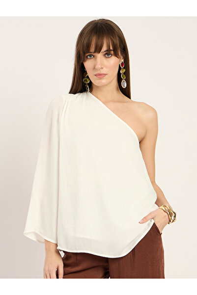 Femmella By Styli White One Shoulder Satin Top