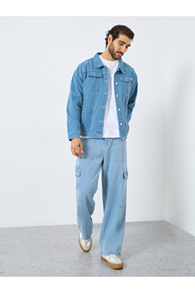 Styli Men Oversized Denim Jacket with Pockets
