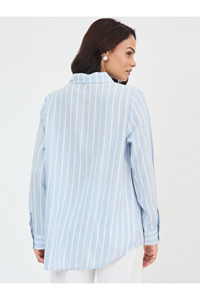Femmella By Styli Blue Striped Long Sleeve Shirt
