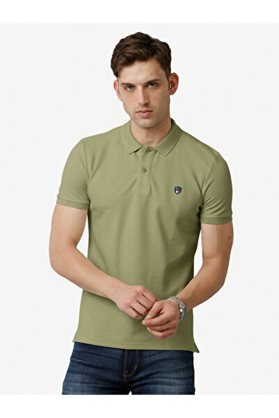 FERVORO By Styli بولو رجالي من القطن باللون الأخضر الزيتوني