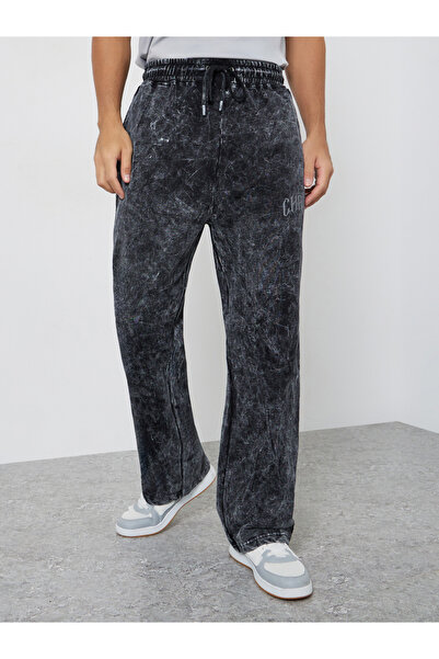 Styli Acid Wash Black Terry Oversized Joggers