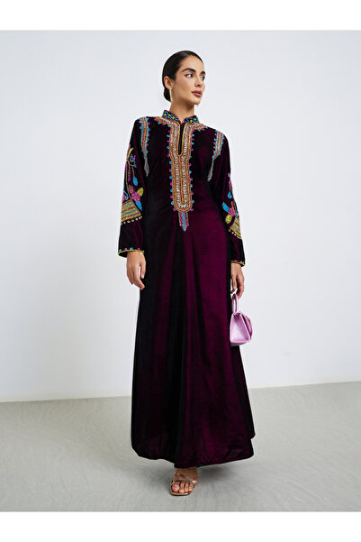 Maxim Creation By Styli Premium Velvet Jalabiya with Colorful Crystal Embroidery Stones