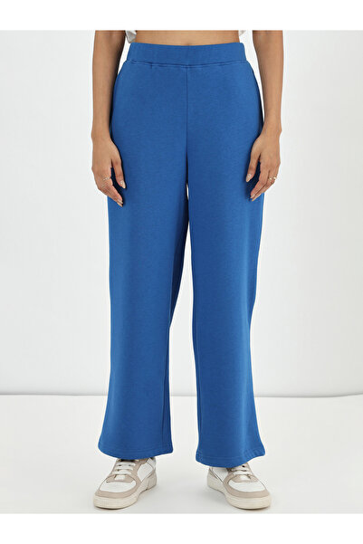 Femmella By Styli Blue Straight Fit Fleece Trackpants