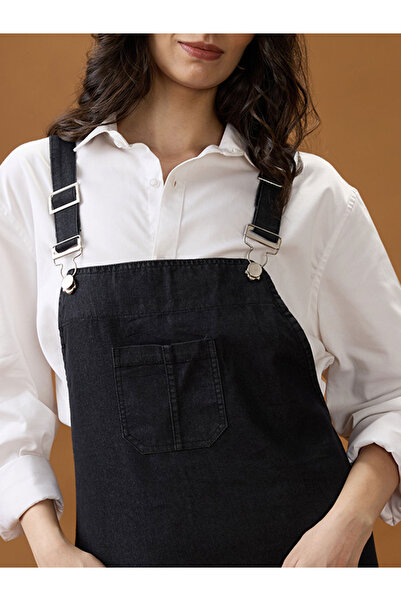 Globus By Styli Black Square Neck Strappy Mini Dungaree Dress