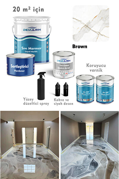 Demarin Solventsiz - Kokusuz Sıvı Mermer, Liquid Marble (tezgah, Zemin Boyası)