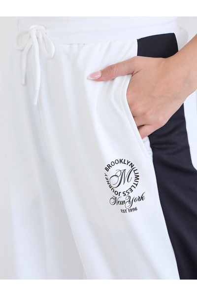 Styli Women White Side Stripe Joggers