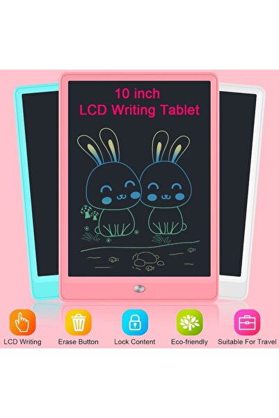 unbranded Children's graphic drawing tablet, 10-inch diagonal, with erase button and stylus - Black
