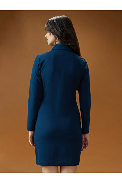 Globus By Styli Blue Shirt Collar Bodycon Mini Dress