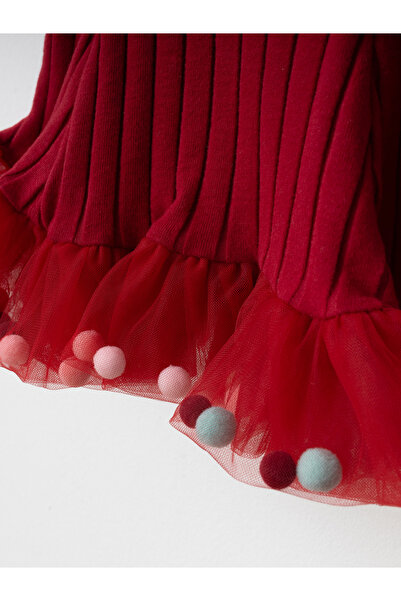 Jammybaby Candy Ponponlu Kapüşonlu Puffy %100 Pamuk Fiyonklu Kız Bebek Elbise