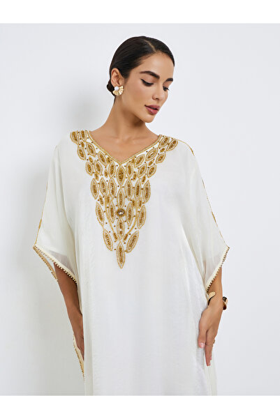 Maxim Creation By Styli Embellished V Neck Jalabiya