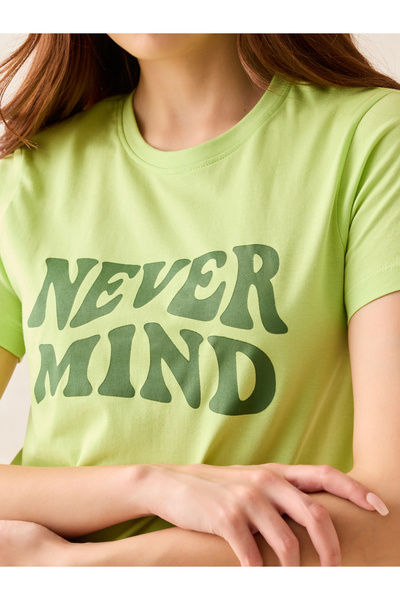 Outzidr By Styli Green Crew Neck Slogan T-Shirt