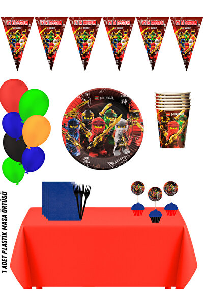HAPPYLOOPPARTY Ninjago Yapı Oyuncak 16 Kişilik Doğum Günü Parti Süsleri Seti