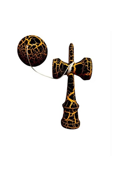 BimBimBo Kendama profesional din lemn, BimBimBo, 18 cm, Negru/Auriu