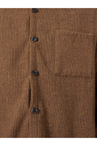 Styli Men Brown Corduroy Jacket with Buttons