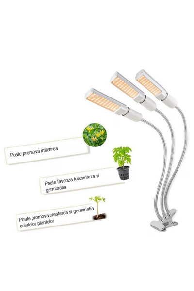 MOAWAVE Plant Growth Lamp with 3 Legs, Timer, Adjustable Body, Removable LED Bulbs, Clips USB Adapter, E27